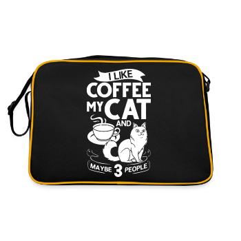 Kaffee Katze Maschine Kätzchen Tasse Bohnen - Retro Tasche - Schwarz/Gold - Hinten