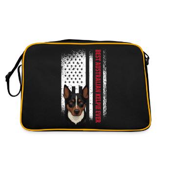Kelpie-Hund-Geschenk - Retro Tasche - Schwarz/Gold - Hinten