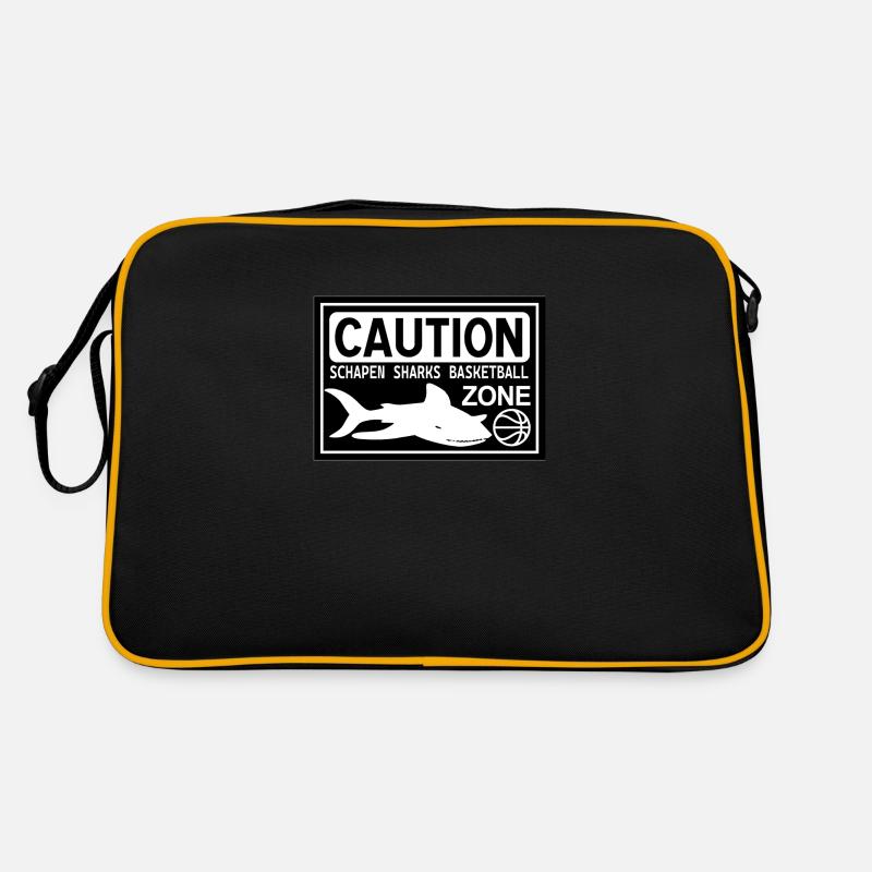 CAUTION SHARKS black Retro Tasche