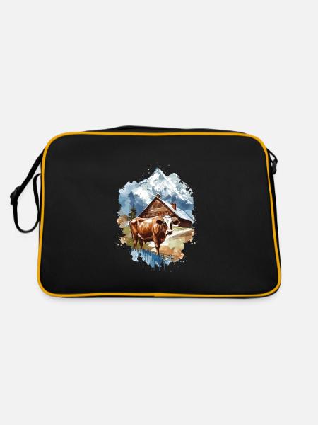 Zermatt, Matterhorn, Matterhorn mountain, hiker - Retro Bag - black/gold - Back