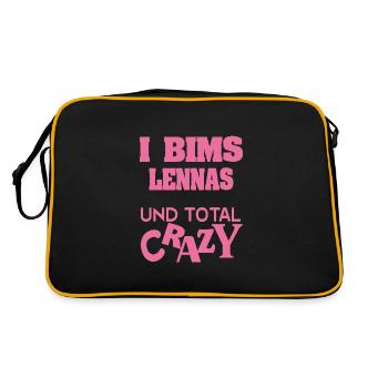 Spruch Lennas - Retro Tasche - Schwarz/Gold - Hinten