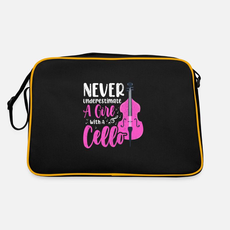 Cello Cellistin - Retro Tasche - Schwarz/Gold