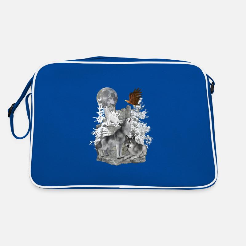 Wolves,Winter, Eagle, Moon Retro Bag