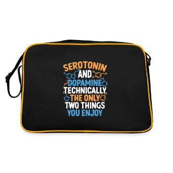 Neurologie Serotonin Dopamin - Retro Tasche - Schwarz/Gold - Hinten