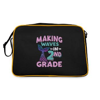 2. Klasse Schulkind Mädchen - Retro Tasche - Schwarz/Gold - Hinten