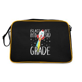 3. Klasse Schüler Schulkind - Retro Tasche - Schwarz/Gold - Hinten