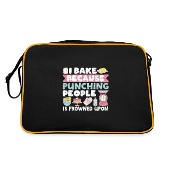 Backen Bäcker - Retro Tasche - Schwarz/Gold - Hinten