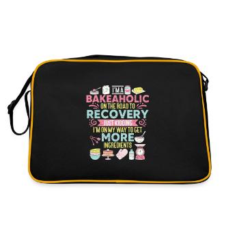 Bäcker Backen Geschenk - Retro Tasche - Schwarz/Gold - Hinten