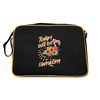 Flamingo Kostüm - Retro Tasche - Schwarz/Gold - Hinten