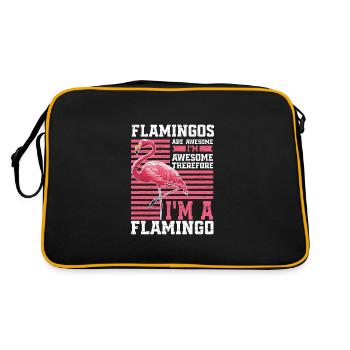 Flamingo Geschenkidee - Retro Tasche - Schwarz/Gold - Hinten