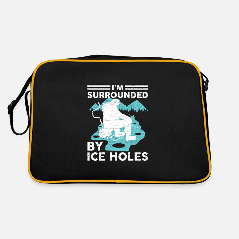 Eisfischen Eisangeln Geschenk - Retro Tasche - Schwarz/Gold