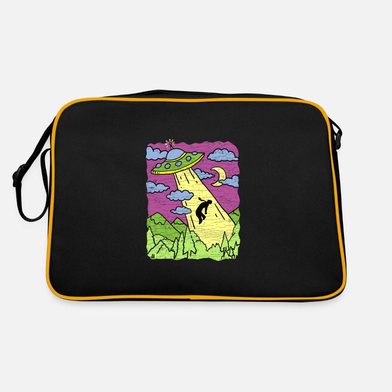 Alien Abduction Ufo - Retro Tasche - Schwarz/Gold