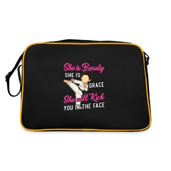 Sie ist Schönheit, sie ist Gnade, sie wird treten - Retro Tasche - Schwarz/Gold - Hinten