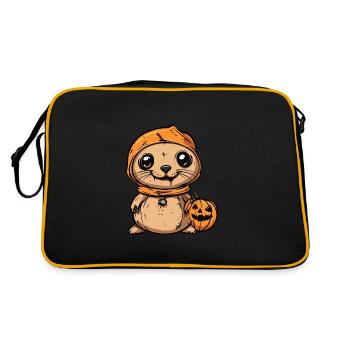 phoque Animal Halloween Drôle Zombie - Sac Retro - noir/or - Dos
