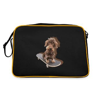 Teckel doux à poil dur - Teckel à poil dur - Sac Retro - noir/or - Dos
