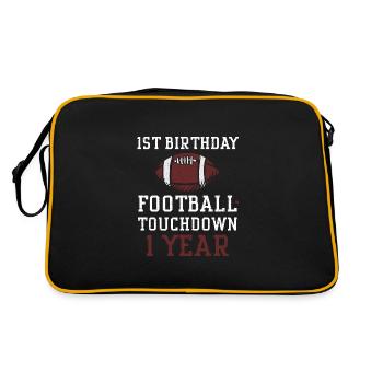 1st Birthday Football Touchdown... - Retro Tasche - Schwarz/Gold - Hinten