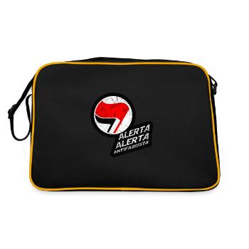 ANTIFASCHISTISCH ALERTA ALERTA ANTIFASCISTA - Retro Tasche - Schwarz/Gold - Hinten