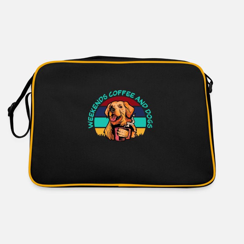 Wochenenden Kaffee und Hunde Retro Tasche