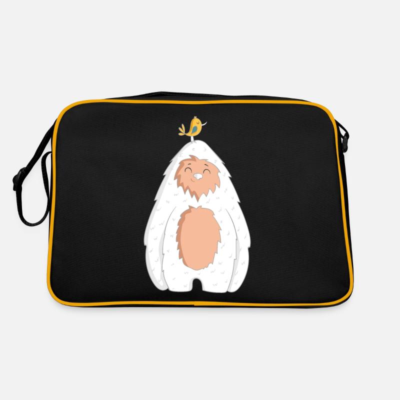 Yeti mit Vogel Retro Tasche