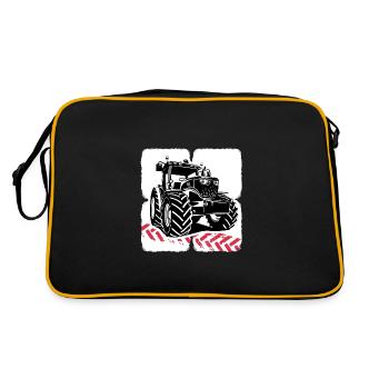 Traktor Traktorfahrer Traktorreifen - Retro Tasche - Schwarz/Gold - Hinten