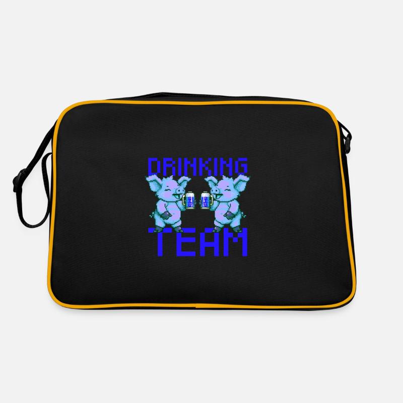 Cochon buvant de la bière en équipe Sac Retro