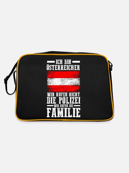 Österreich Österreicher Österreichisches - Retro Tasche - Schwarz/Gold - Hinten