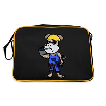 Handwerk Handwerker Baustelle Berufe Unternehmer - Retro Tasche - Schwarz/Gold - Hinten