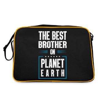 Bester Bruder Spruch - Retro Tasche - Schwarz/Gold - Hinten