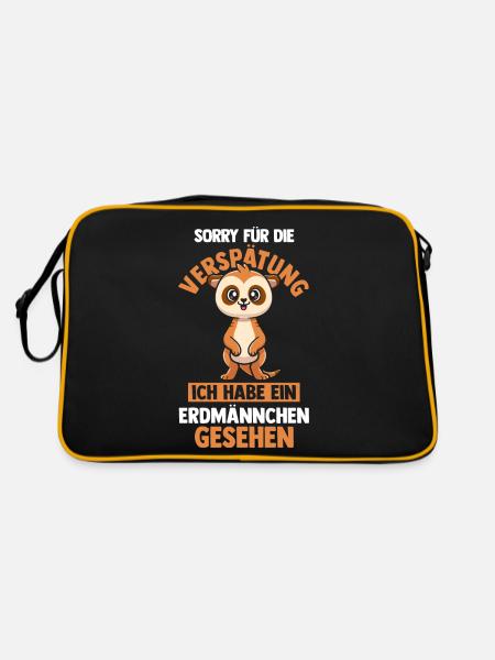Erdmännchen - Retro Tasche - Schwarz/Gold