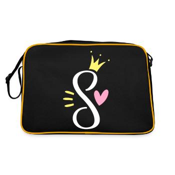 Letter S Initial Letter Crown - Retro Bag - black/gold - Back