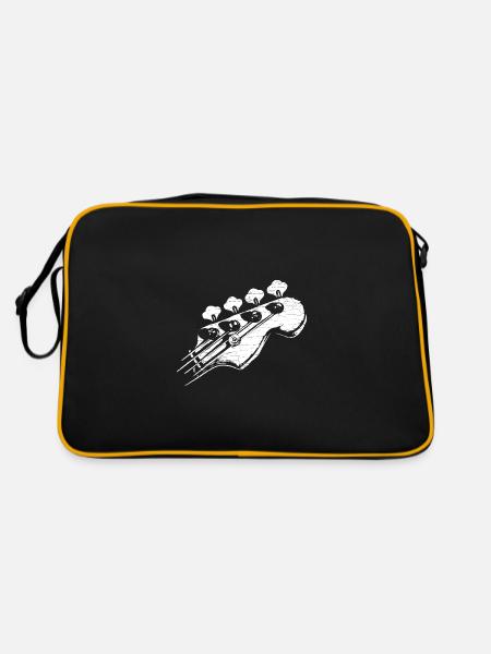 Bassgitarre Bass Gitarre Bassist - Retro Tasche - Schwarz/Gold