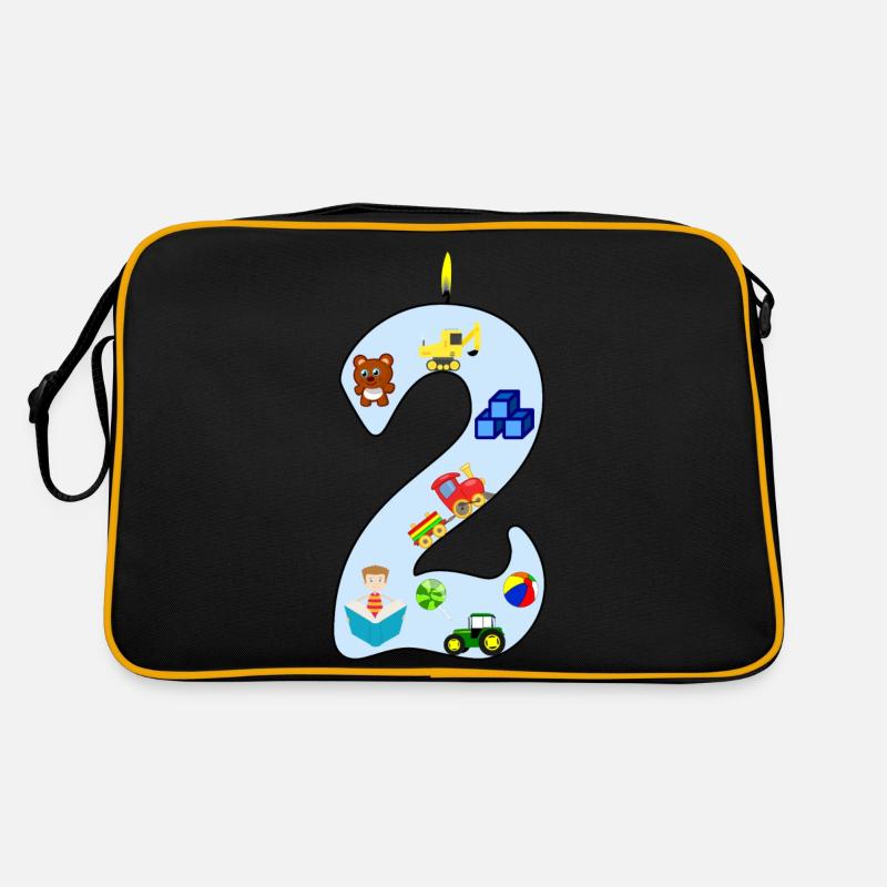 Zweiter Geburtstag Bagger Trecker Geschenk 2 Jahre - Retro Tasche - Schwarz/Gold