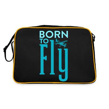 Born to Fly Pilot Aviation - Retro Tasche - Schwarz/Gold - Hinten