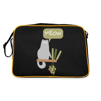 Funny Cats meow - Retro Bag - black/gold - Back