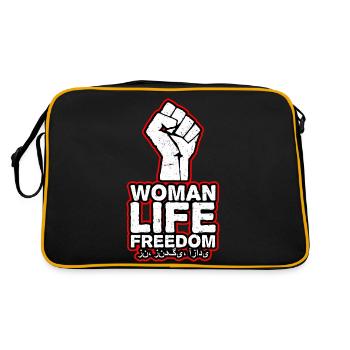 Liberté de vie de la femme | Faust et écriture persane - Sac Retro - noir/or - Dos