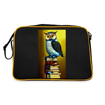 Comic Cartoon Creepy Bookworm Book Stack - Retro Bag - black/gold - Back