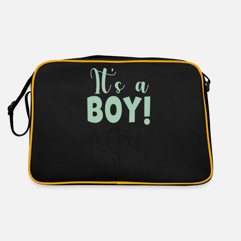 C’EST UN CADEAU BÉBÉ GARÇON - Sac Retro - noir/or
