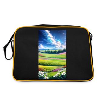 landscape, botanical, flora, climate, change - Retro Tasche - Schwarz/Gold - Hinten