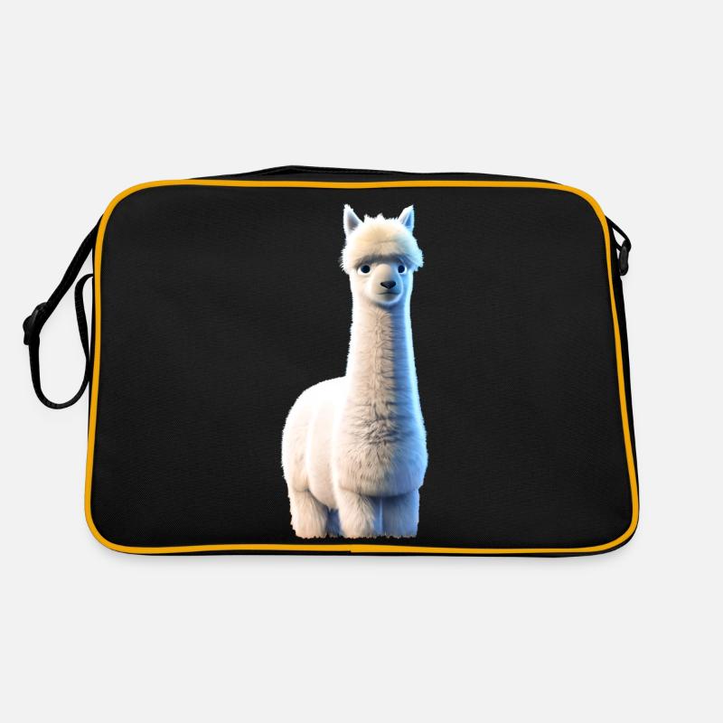 weißes Alpaka Retro Tasche