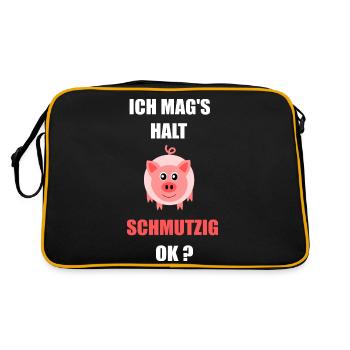 Schwein Ich mag`s schmutzig - Retro Tasche - Schwarz/Gold - Hinten