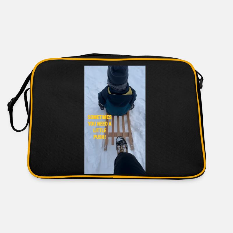 Manchmal braucht man einen kleinen Anstoß! - Retro Tasche - Schwarz/Gold