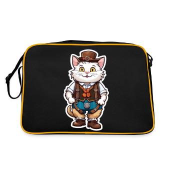 Lederhosen / Animal / Traditional costume / Tradition / Cat - Retro Bag - black/gold - Back