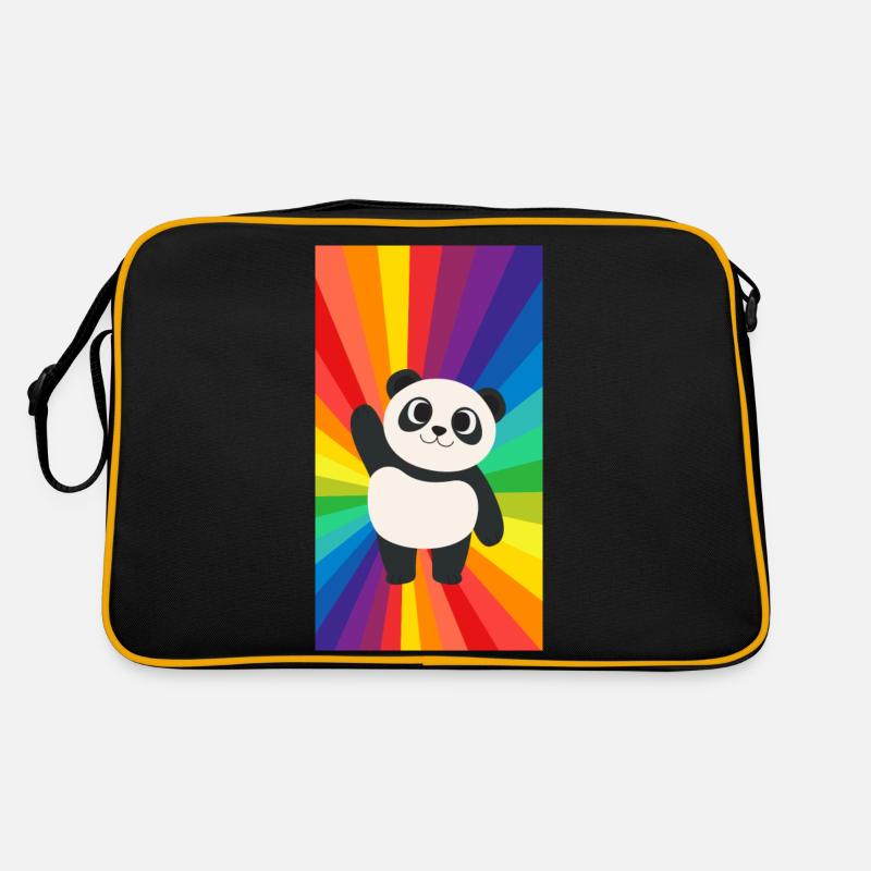 Süsser Panda auf Regenbogen Farben queer Geschenk Retro Tasche