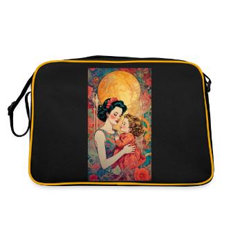 Mère avec enfant devant la lune - Retro 50s - Sac Retro - noir/or - Dos