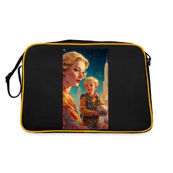 Mutter mit Kind - Retro 50er Jahre - Illustration - Retro Tasche - Schwarz/Gold - Hinten