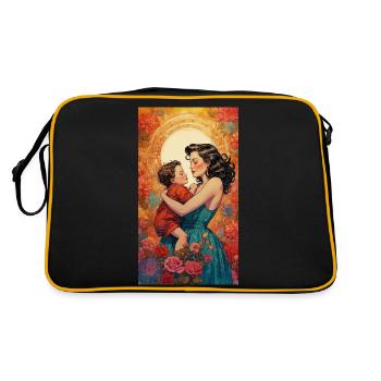 Mutter und Kind - Retro 50er Jahre - Retro Tasche - Schwarz/Gold - Hinten