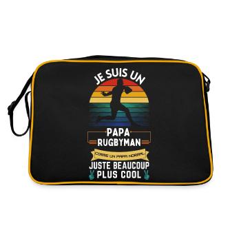 T-shirt de la fête des pères - Papa Rugbyman Cool - Sac Retro - noir/or - Dos