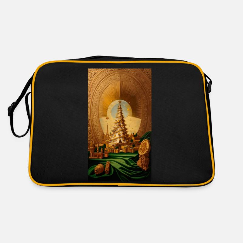 Sapin de Noël doré avec la Tour Eiffel dorée Sac Retro