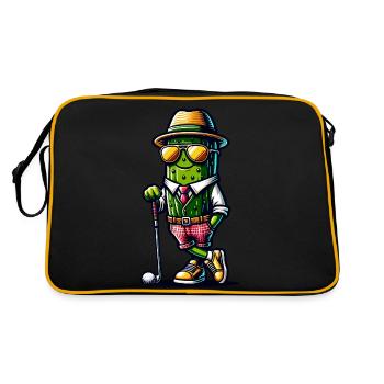 Graphique amusant de concombre de golf pour tout le monde - Sac Retro - noir/or - Dos