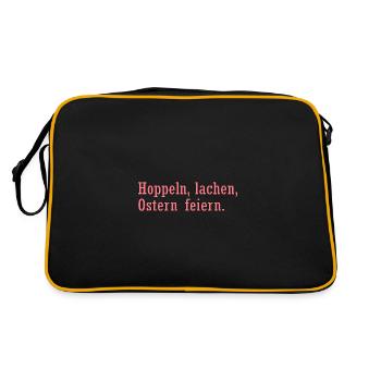 Hoppeln, Lachen, Ostern Feiern - Retro Tasche - Schwarz/Gold - Hinten